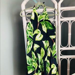 Ann Taylor, palm print midi halter dress